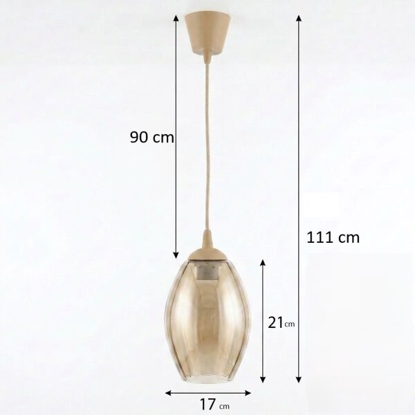 Brilagi - LED полилей на кабел R GLASS 1xE27/60W/230V Ø 17 см бежов/димно бежов