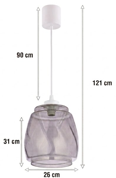 Brilagi - LED полилей на кабел RETRO GLASS 1xE27/60W/230V Ø 26 см бял/димчато сив
