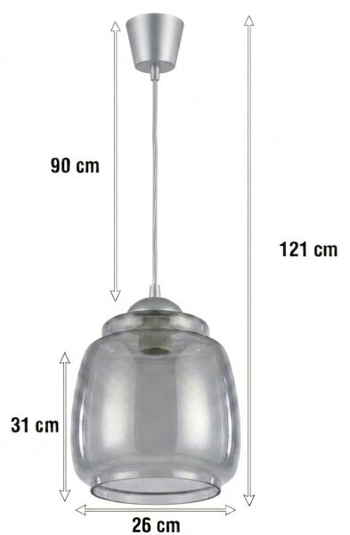 Brilagi - LED полилей на кабел R GLASS 1xE27/60W/230V Ø 26 см сребрист/димно сив