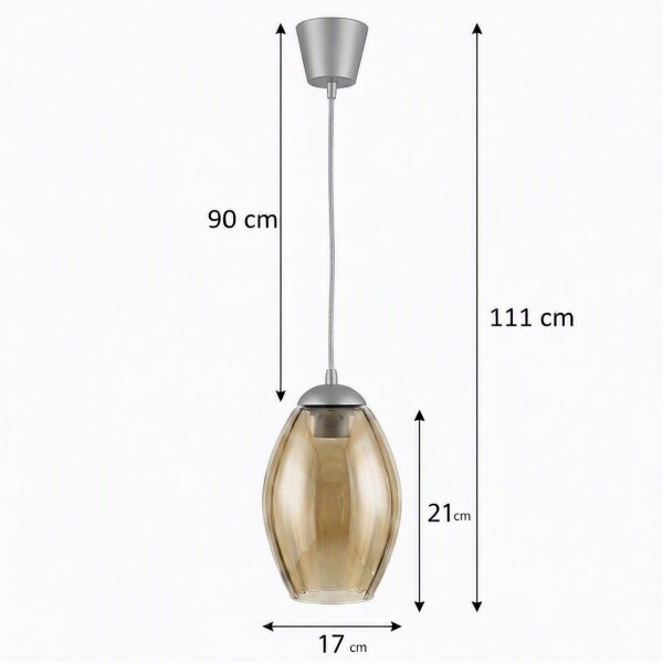 Brilagi - LED полилей на кабел GLASS 1xE27/60W/230V Ø 17 см сребрист/опушено бежово