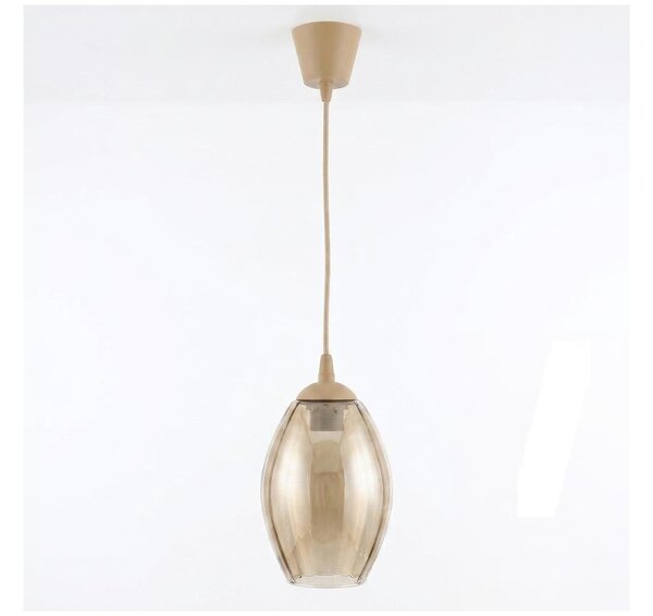 Brilagi - LED полилей на кабел R GLASS 1xE27/60W/230V Ø 17 см бежов/димно бежов
