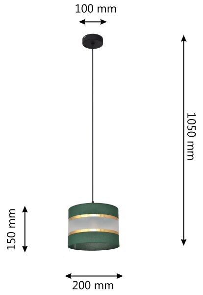 Пендел HELEN 1xE27/60W/230V Ø 20 cm зелен/златист