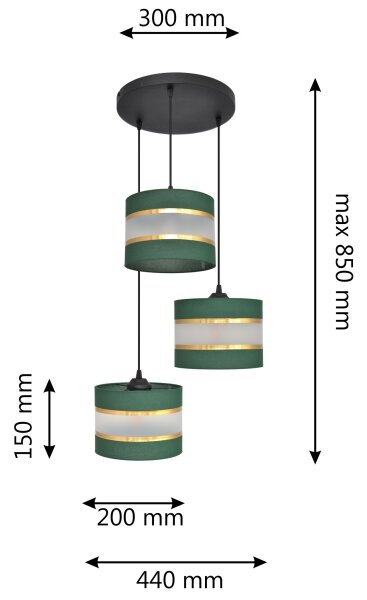 Пендел HELEN 3xE27/60W/230V зелен/златист