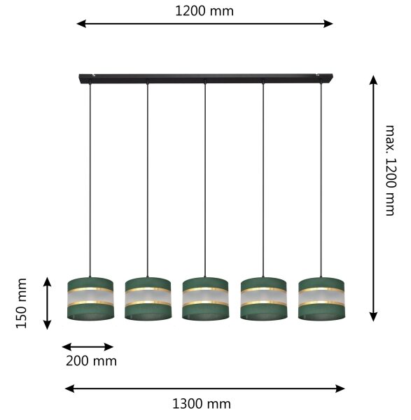 Пендел HELEN 5xE27/60W/230V зелен/златист