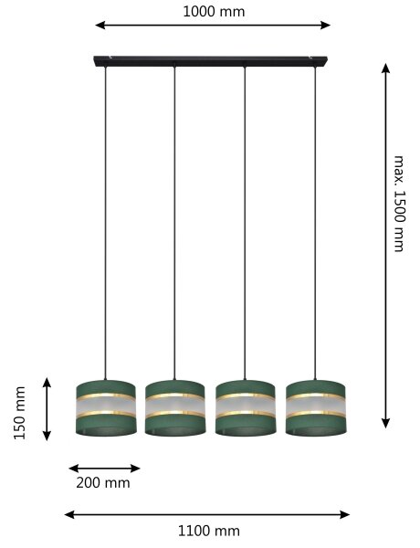 Пендел HELEN 4xE27/60W/230V зелен/златист