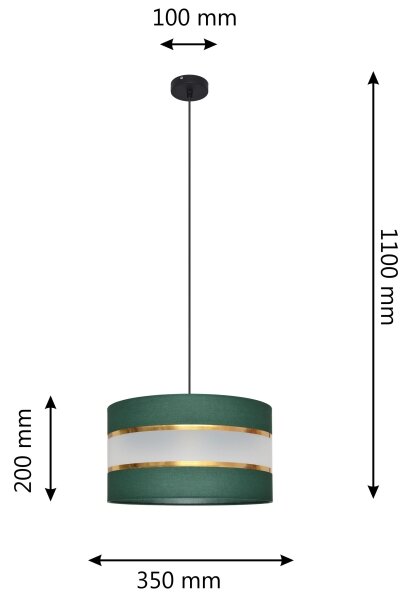 Пендел HELEN 1xE27/60W/230V Ø 35 cm зелен/златист