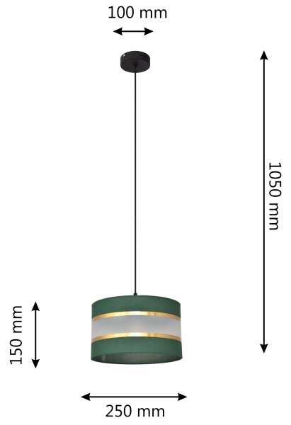 Пендел HELEN 1xE27/60W/230V Ø 25 cm зелен/златист