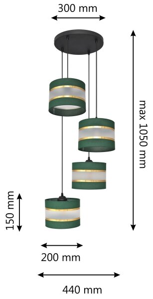 Пендел HELEN 4xE27/60W/230V зелен/златист