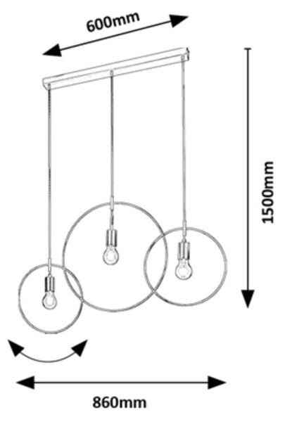 Rabalux 72019 - Пендел DILARA 3xE27/40W/230V