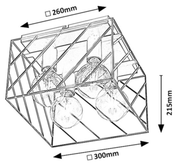 Rabalux 71027 - Плафон BOROO 4xE27/25W/230V