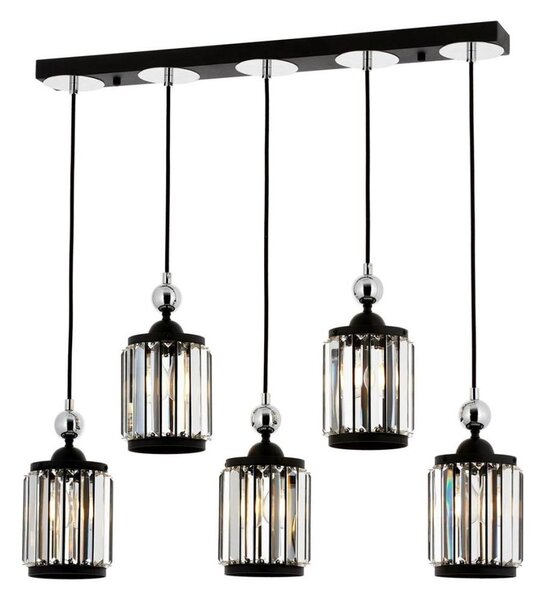 Полилей на кабел CRYSTALLINE 5xE27/40W/230V черен