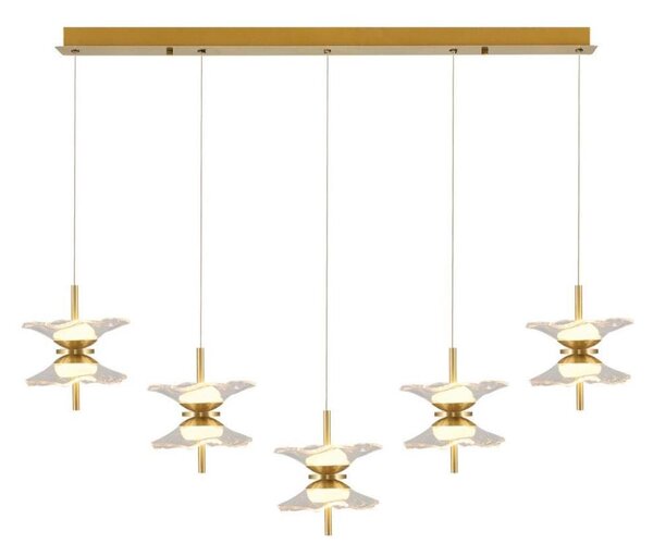 LED полилей на кабел BUTTERFLY 10xLED/5W/230V 3000K златист