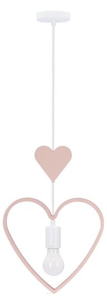 Детски висящ полилей на шнур HEART 1xE27/20W/230V розов/бял