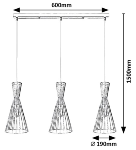 Rabalux 72006 - Пендел LEANDROS 3xE27/60W/230V
