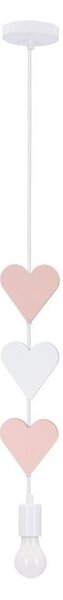 Детски полилей на кабел HEART 1xE27/20W/230V розов/бял