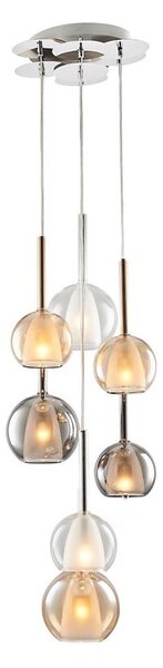 Подвесен полилей на кабел MUSCAT 7xE14/40W/230V димно/златно/прозрачно