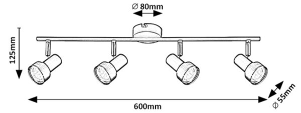 Rabalux 73014 - Таванен спот KONRAD 4xGU10/50W/230V
