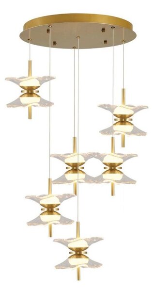 LED полилей на кабел BUTTERFLY 12xLED/5W/230V 3000K златист