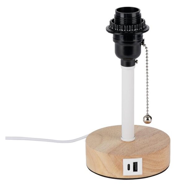 Brilagi - Настолна лампа с USB порт TABLON 1xE27/25W/230V дъб/бяла