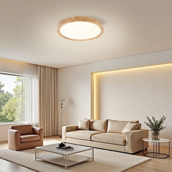 Brilagi - LED таванно осветително тяло WOODROUND LED/30W/230V 3000/4000/6000K, с диаметър 40 см