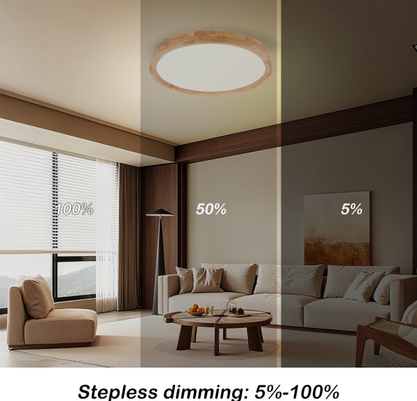 Brilagi - Димируемо LED осветително тяло WOODROUND LED/30W/230V 3000-6000K Ø 40 см + дистанционно управление
