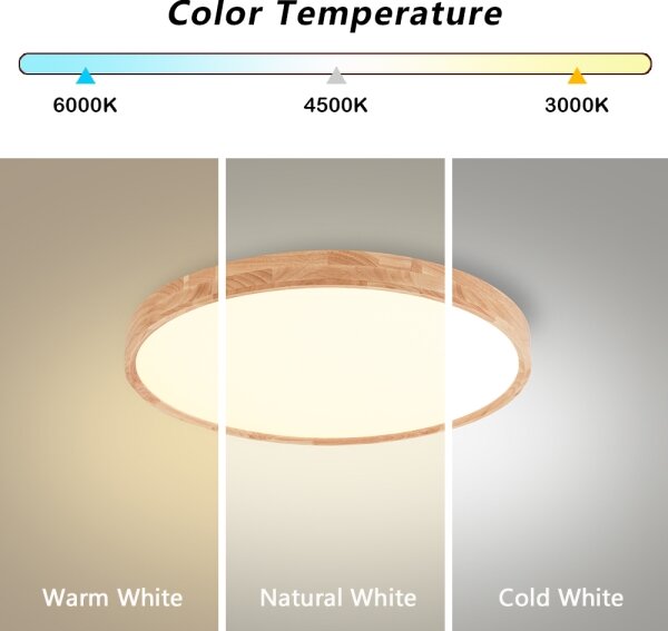 Brilagi - Димируемо LED осветително тяло WOODROUND LED/30W/230V 3000-6000K Ø 40 см + дистанционно управление