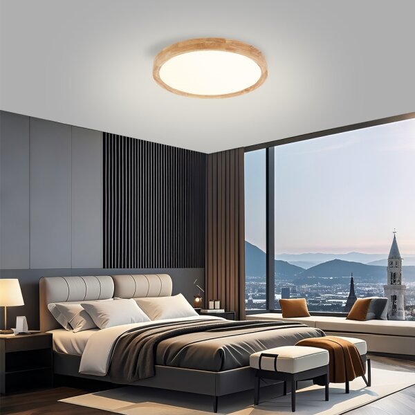 Brilagi - LED таванно осветително тяло WOODROUND LED/30W/230V 3000/4000/6000K, с диаметър 40 см