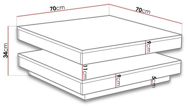 Масичка за кафе NENANI 34x70 см бял/дъб вотан