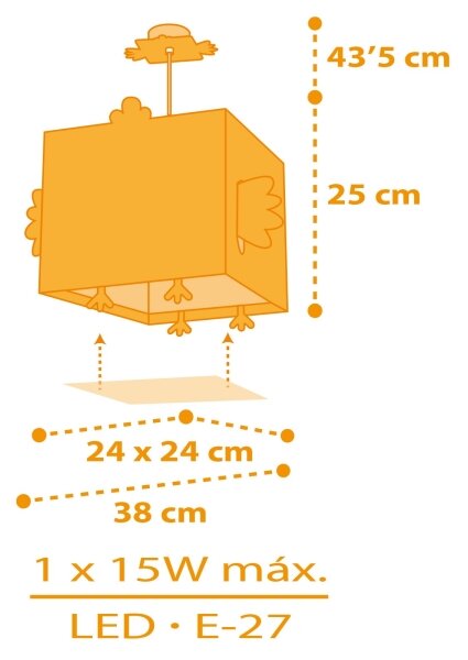 Dalber 64642 - Детски полилей LITTLE CHICKEN 1xE27/15W/230V