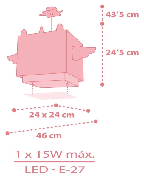 Dalber 64592 - Детски полилей LITTLE UNICORN 1xE27/15W/230V