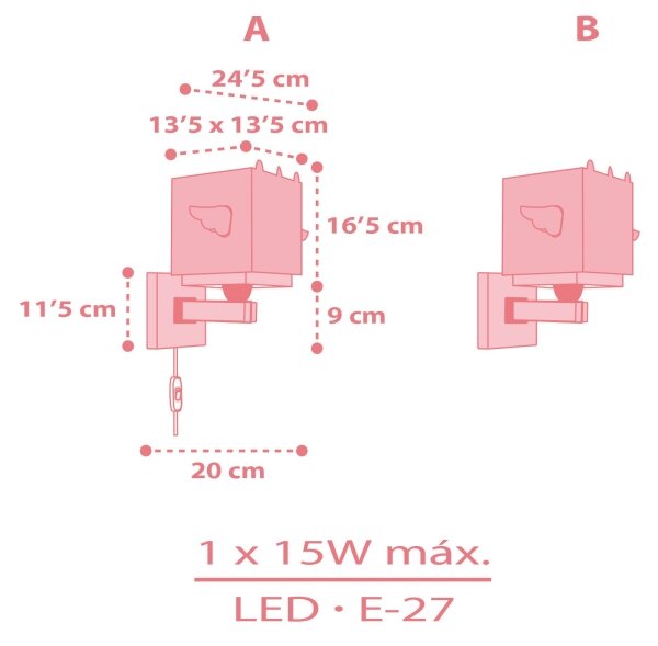 Dalber 64599 - Детски аплик LITTLE UNICORN 1xE27/15W/230V