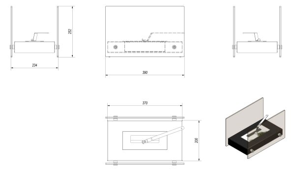 Kratki HOTEL/MINI/BIALY/TUV - БИО камина HOTEL/MINI 25,2x39 см 1kW бял