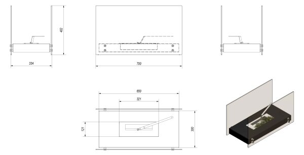 Kratki HOTEL/BIALY/TUV - БИО камина HOTEL 40,2x70 см 2kW бял