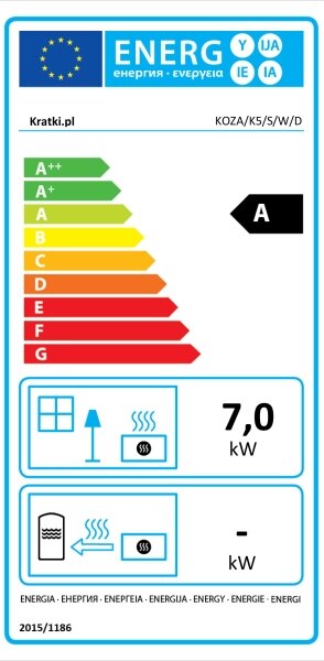 Kratki KOZA/K5/S/W - Стоманена камина KOZA/K5/S/W 7kW 150 мм