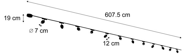 Модерна релсова система с 12 черни прожектора 1-фазов - Magnetic Eggy