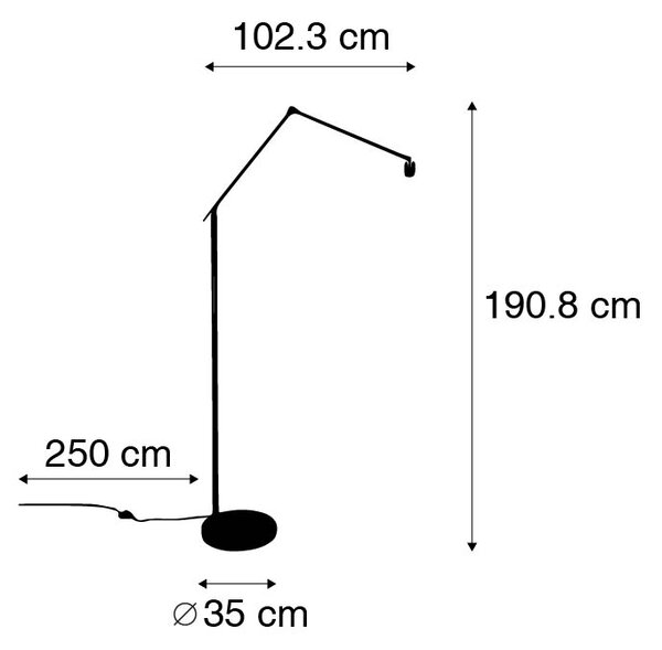 Модерна подова лампа черна регулируема - Редактор