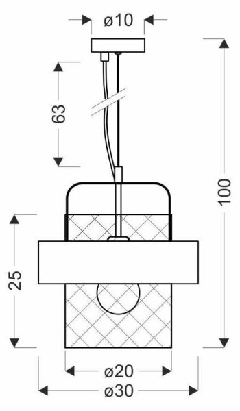 Пендел FIBA 1xE27/60W/230V сребрист/черен