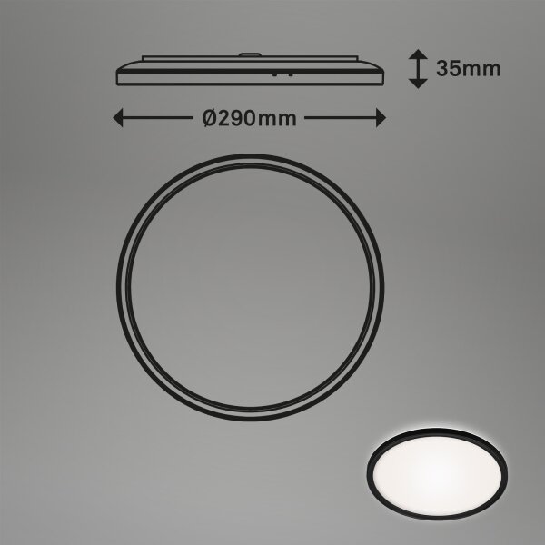 Briloner 3642-415 - LED Плафон за баня SLIM LED/19W/230V IP44 черен