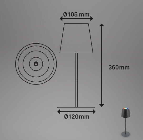 Briloner 7507015 - LED RGBW Димируема акумулаторна настолна лампа LED/2,5W/5V IP44 антрацит