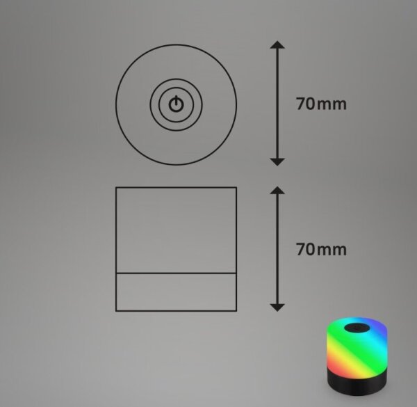 Briloner 7462015 - LED RGB Акумулаторен настолна лампа LED/1,5W/5V IP44 черен