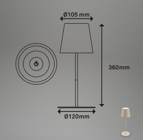 Briloner 7508011 - LED Димируема акумулаторна настолна лампа LED/2,5W/5V IP44 бежов