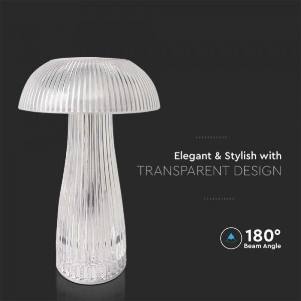 LED регулируема презареждаема настолна лампа LED/1W/5V 3000-6000K 1800 mAh прозр
