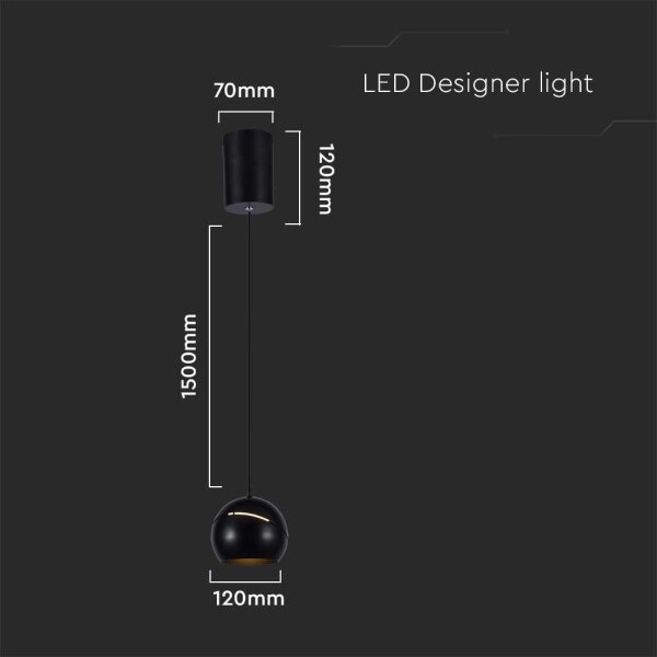 LED Пендел LED/8,5W/230V 3000K черен