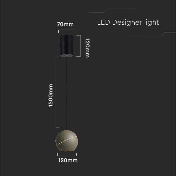 LED Пендел LED/8,5W/230V 3000K сив