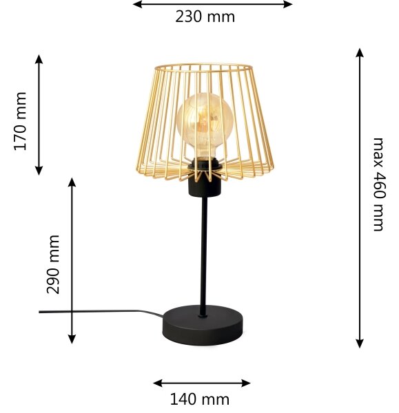 Настолна лампа TORRI 1xE27/15W/230V златист/черен