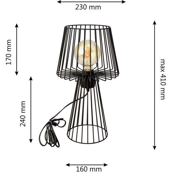 Настолна лампа TORRI 1xE27/15W/230V черен