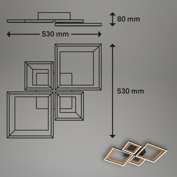 Brilo - LED Димируем полилей за повърхностен монтаж FRAME LED/38W/230V