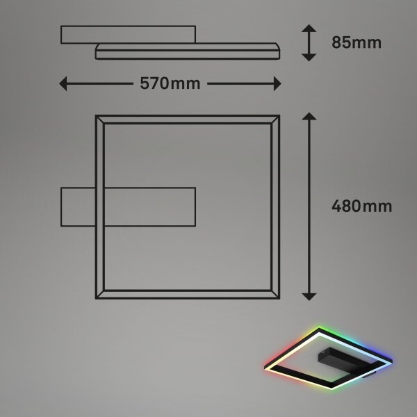 Brilo - LED RGBW Димируем полилей за повърхностен монтаж FRAME LED/18W/230V 2700-6500K + д.у