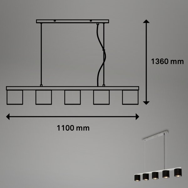 Briloner - Пендел LURI 5xE14/25W/230V каучуково дърво