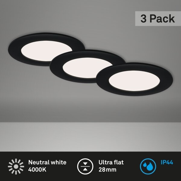 Brilo - Комплект от 3 бр. вградени LED таванни осветителни тела за баня FLAT LED/6W/230V IP44